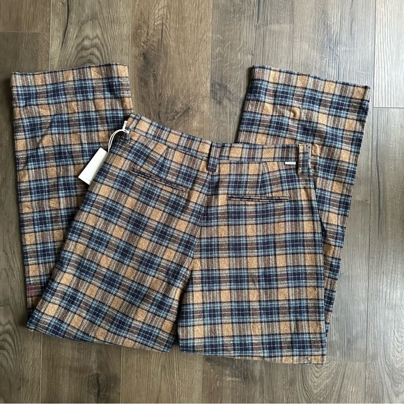 NWT Mother The Pleated Maven Plaid Pants Delta Dawn - Size 33 - Picture 9 of 14